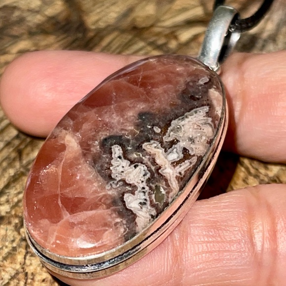 Raspberry Spar Rhodochrosite Pendant 2 1/4” - Picture 4 of 13